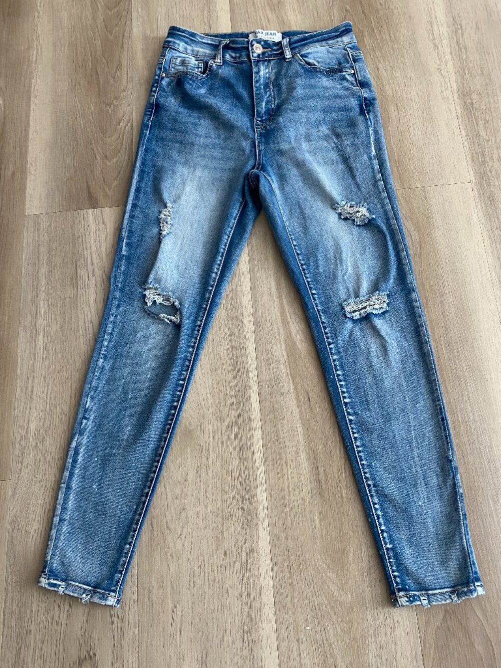 Soft, Stretchy & Ready for Anything | Wax Distressed Skinny Jeans 7/28 MODELED